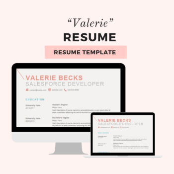 "Valerie" Tech Resume Template - Lipstick and Tech